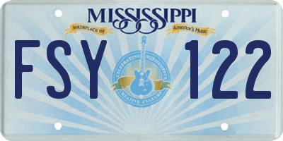 MS license plate FSY122