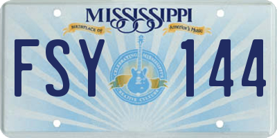 MS license plate FSY144