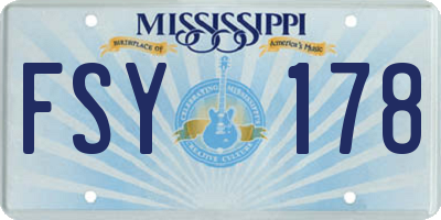 MS license plate FSY178