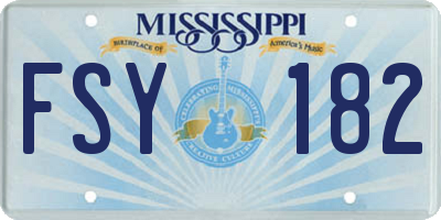 MS license plate FSY182