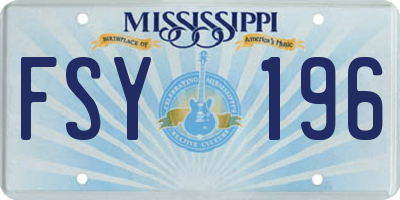 MS license plate FSY196