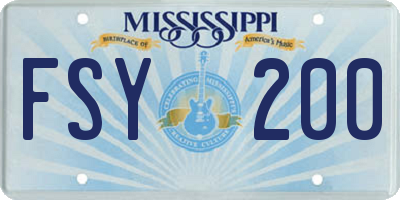MS license plate FSY200