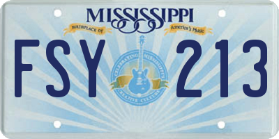 MS license plate FSY213