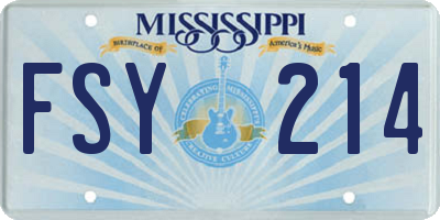 MS license plate FSY214