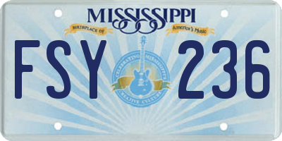 MS license plate FSY236