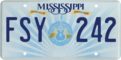 MS license plate FSY242