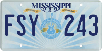 MS license plate FSY243
