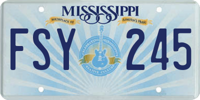MS license plate FSY245