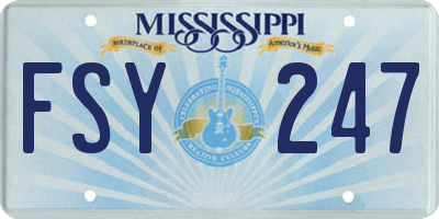 MS license plate FSY247