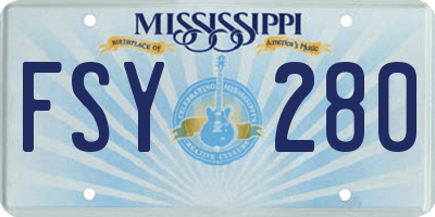 MS license plate FSY280