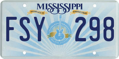 MS license plate FSY298