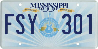MS license plate FSY301