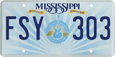 MS license plate FSY303