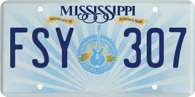 MS license plate FSY307