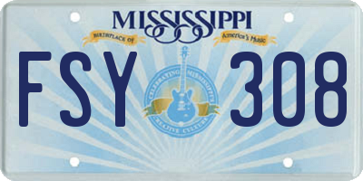 MS license plate FSY308