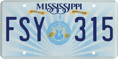 MS license plate FSY315