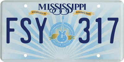 MS license plate FSY317