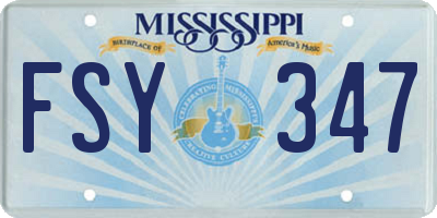 MS license plate FSY347
