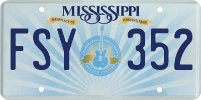 MS license plate FSY352