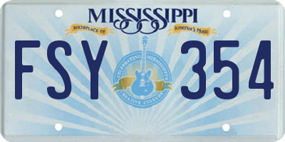 MS license plate FSY354