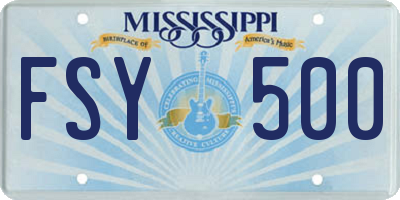 MS license plate FSY500
