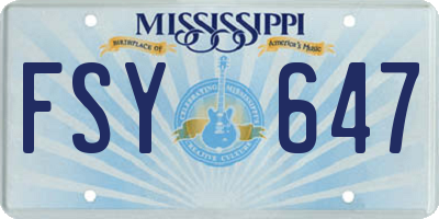 MS license plate FSY647