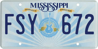 MS license plate FSY672