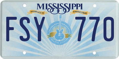 MS license plate FSY770