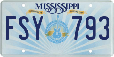 MS license plate FSY793