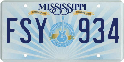 MS license plate FSY934