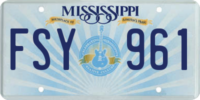 MS license plate FSY961