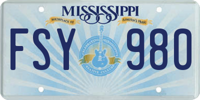 MS license plate FSY980
