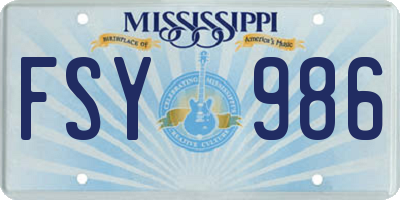 MS license plate FSY986