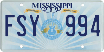MS license plate FSY994