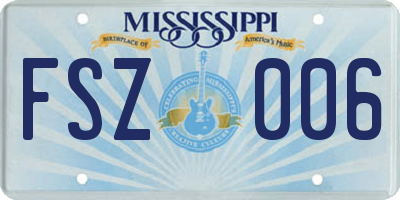 MS license plate FSZ006