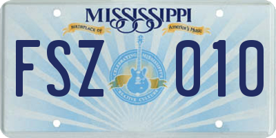 MS license plate FSZ010