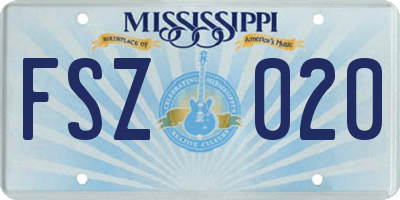 MS license plate FSZ020