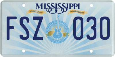 MS license plate FSZ030