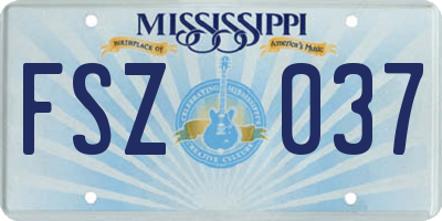 MS license plate FSZ037