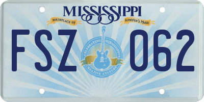 MS license plate FSZ062
