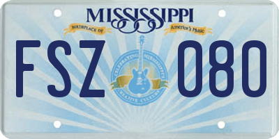 MS license plate FSZ080
