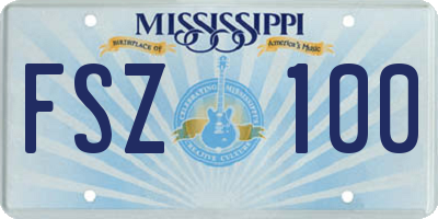 MS license plate FSZ100