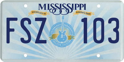 MS license plate FSZ103