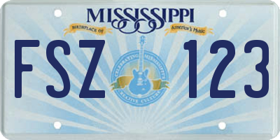 MS license plate FSZ123