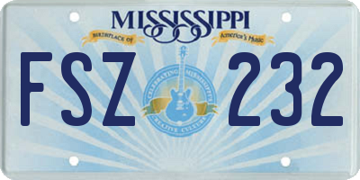 MS license plate FSZ232