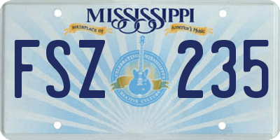 MS license plate FSZ235