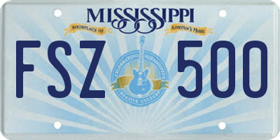 MS license plate FSZ500