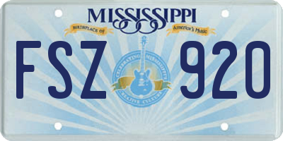 MS license plate FSZ920
