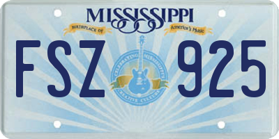 MS license plate FSZ925