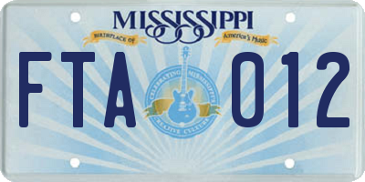 MS license plate FTA012